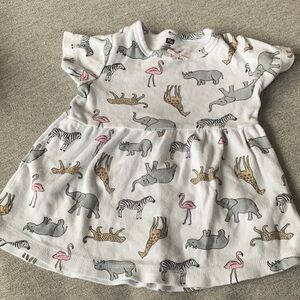 Baby Dress with Safari Animal Print in White, Gray, Pink, Tan 6-9 months